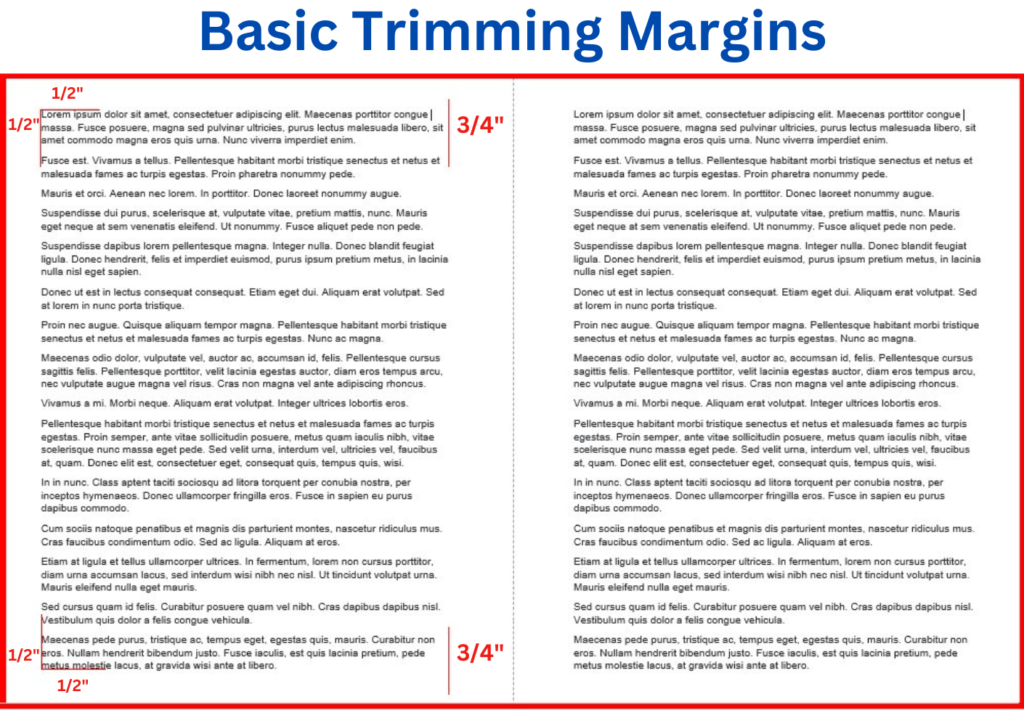Basic Trimming Margins: To achieve uniformity, printers trim the pages and the cover of the book.