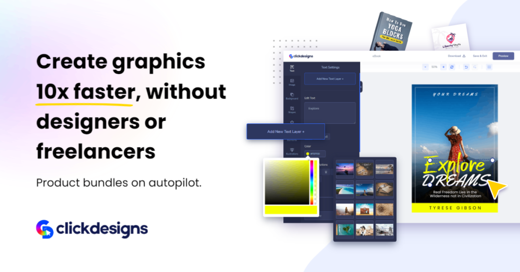 Clickdesigns-Create graphics 10x faster, without designers or freelancers