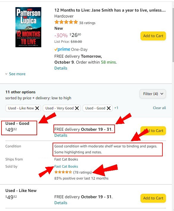 Review the results presented to you. This will help you make a better decision when buying used books on Amazon.
